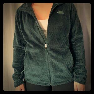 Forest Green fleece North Face zip-up jacket